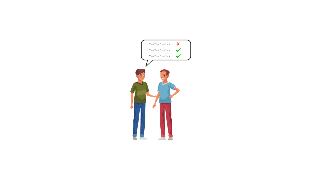 illustration de deux personnes qui parlent avec deux vérités un mensonge