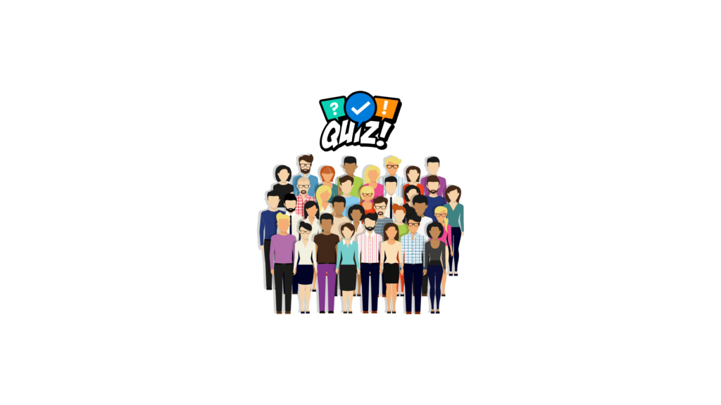 illustration d'un groupe de personne réunit pour un quiz d'entreprise