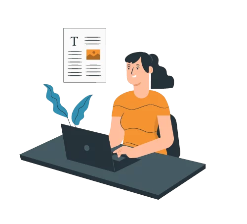 Illustration d'une femme travaillant sur un ordinateur portable