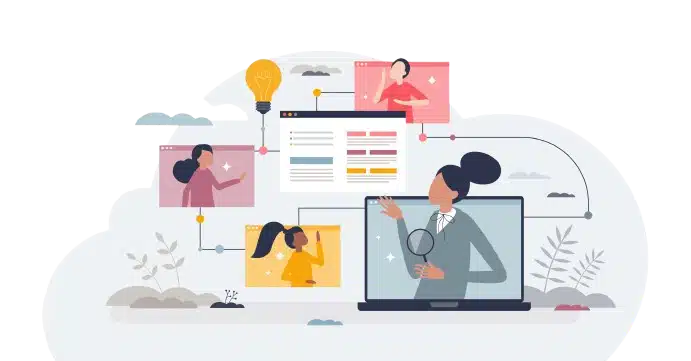 Illustration abstraite de l'apprentissage en ligne avec une interface numérique.