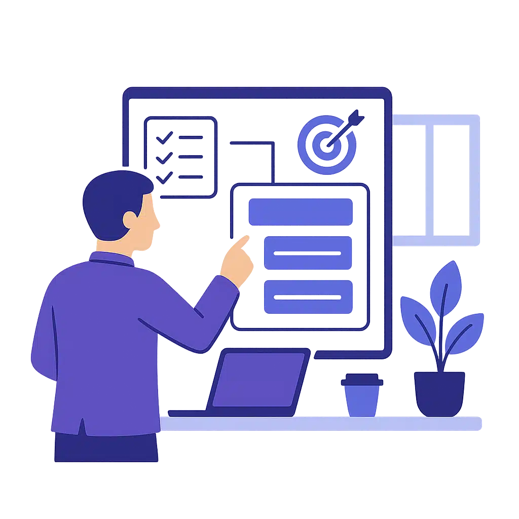 preparatifs-formation-distance-structuration-objectifs-flat-design
