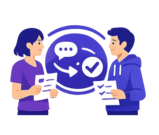 illustration-evaluation-par-les-pairs-feedback-collaboratif-flat-design
