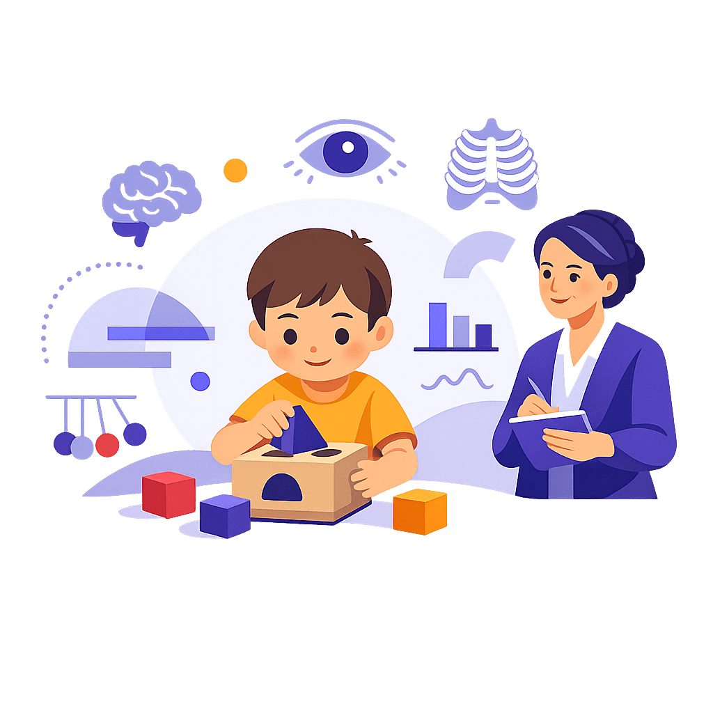 illustration-montessori-observation-enfant-pedagogie-flat-design