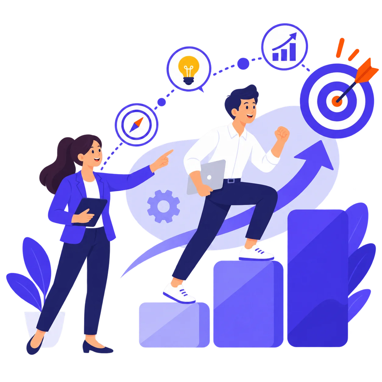illustration-manager-motivation-collaborateur-objectifs-autonomie-flat-design